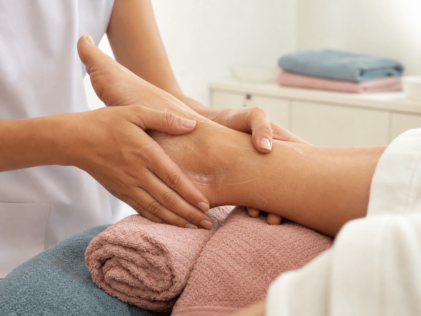 Relaxing foot massage in the luxury treatment